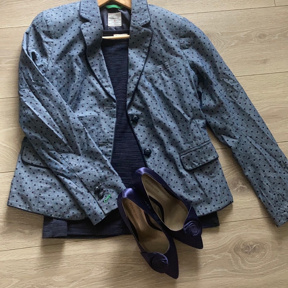 Gap 💯 cotton outer blue polka dot academy blazer